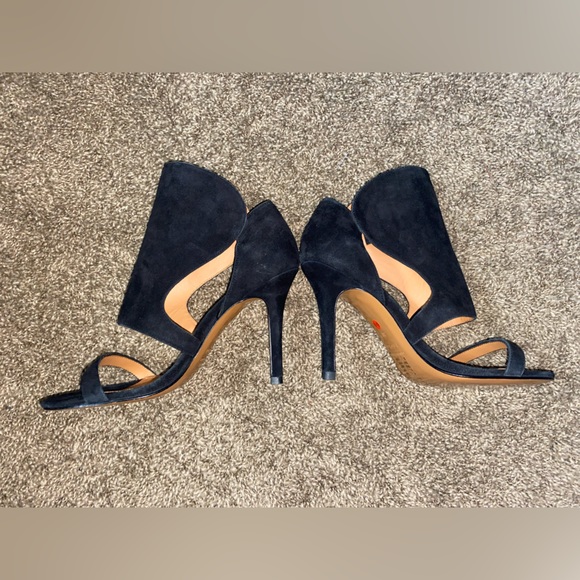 & other stories Black Suede Cut Out Strappy Black Sandal Heels - Picture 3 of 11